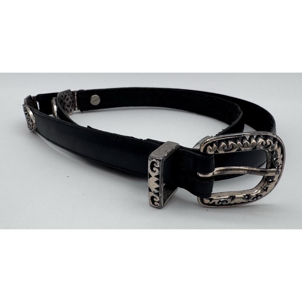 Vtg 1995 Brighton Black Leather Belt Sz L 37303 Hearts Sections